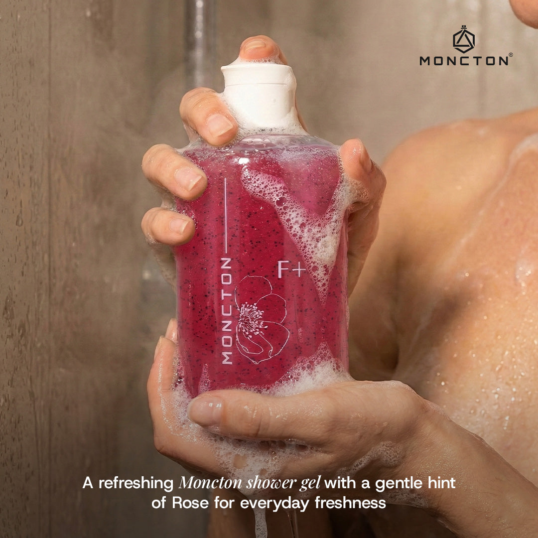 MONCTON F+ Floral Brightening Shower Gel – 300ml | Long-Lasting Fragrance, Soft & Hydrated Skin | Paraben-Free Body Wash