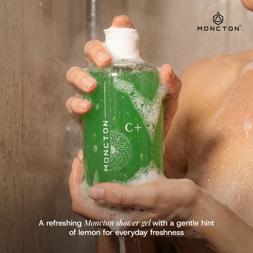 MONCTON C+ Vitamin C Brightening Shower Gel – 300ml | Glowing Skin, Deep Cleanse | Paraben-Free Body Wash