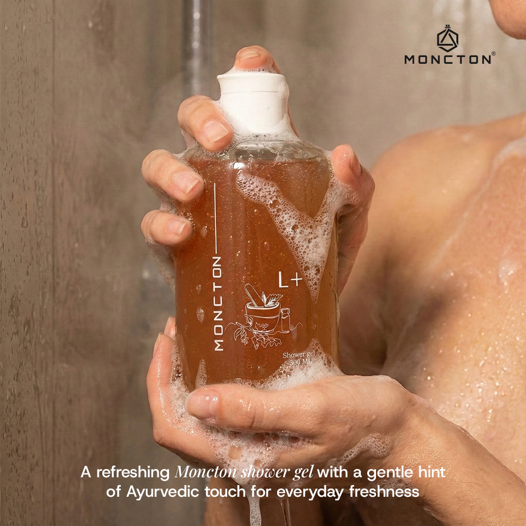 MONCTON L+ Lemon Herb Shower Gel – 300ml | Ayurvedic Deep Cleanse, Energizing Fragrance | Paraben-Free Body Wash