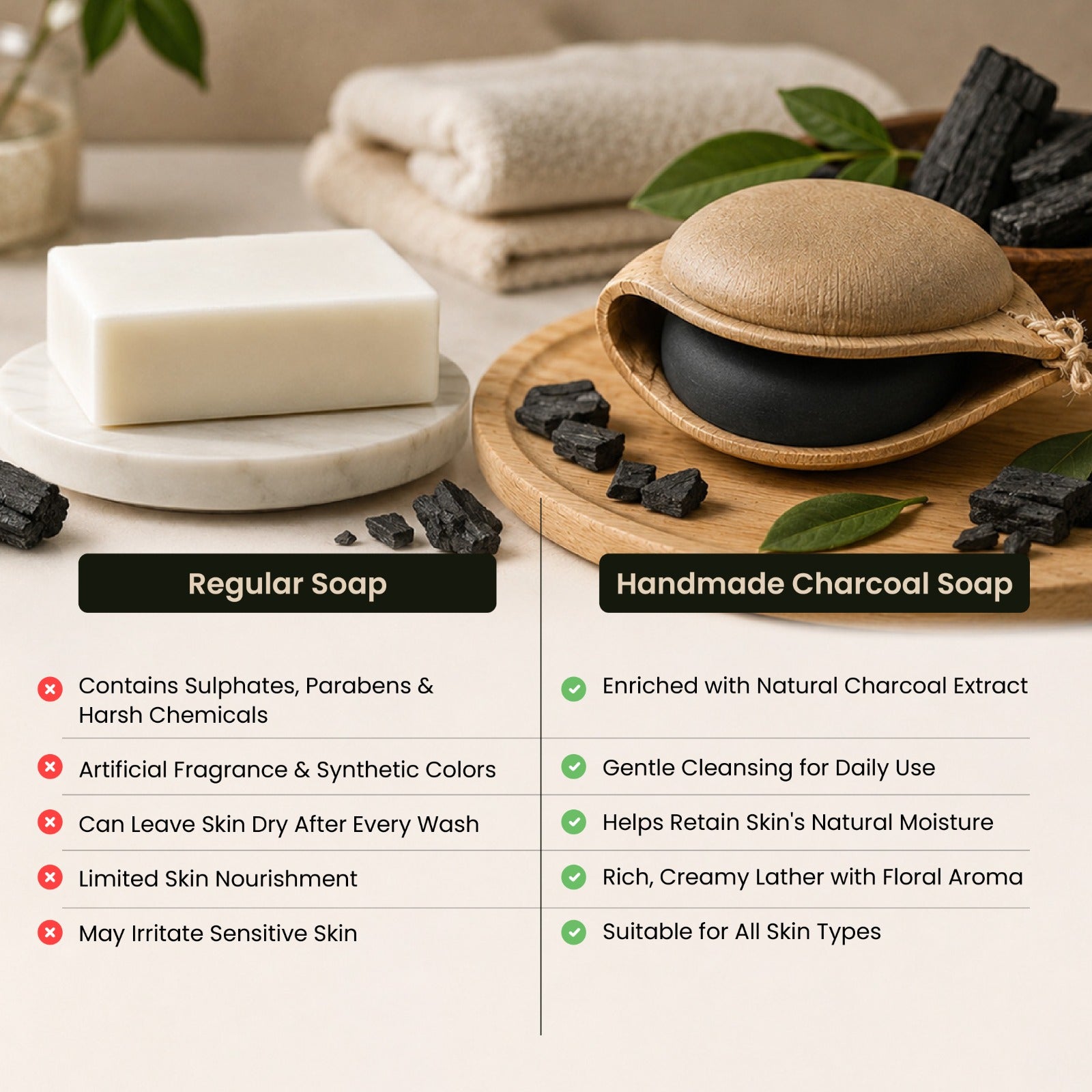 Moncton Handmade Charcoal Soap | Deep Cleansing Bath Soap | Natural Handmade Soap for Men & Women | 100 g