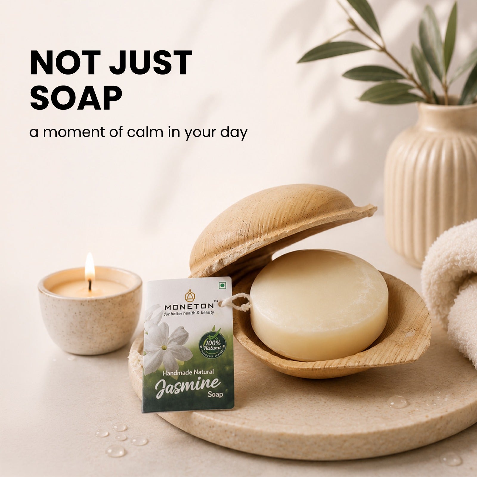 Moncton Natural Handmade Jasmine Soap for Deep Cleansing & Fresh Skin | 100g