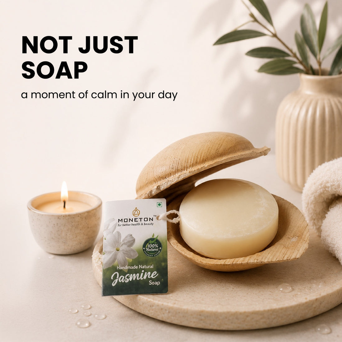 Moncton Natural Handmade Jasmine Soap for Deep Cleansing & Fresh Skin | 100g