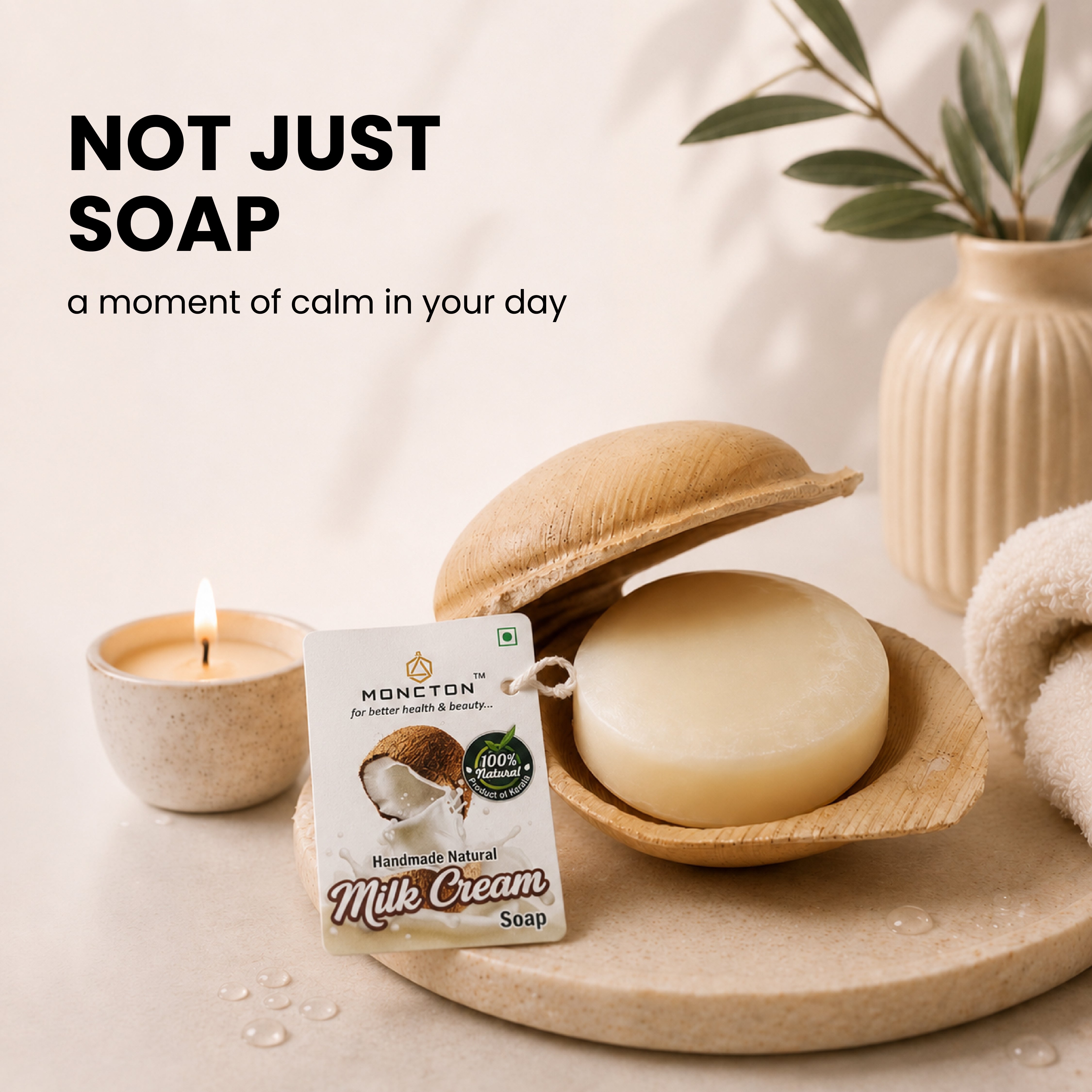 Moncton Milk Cream Hand Made Natural Soap | Product of kerala